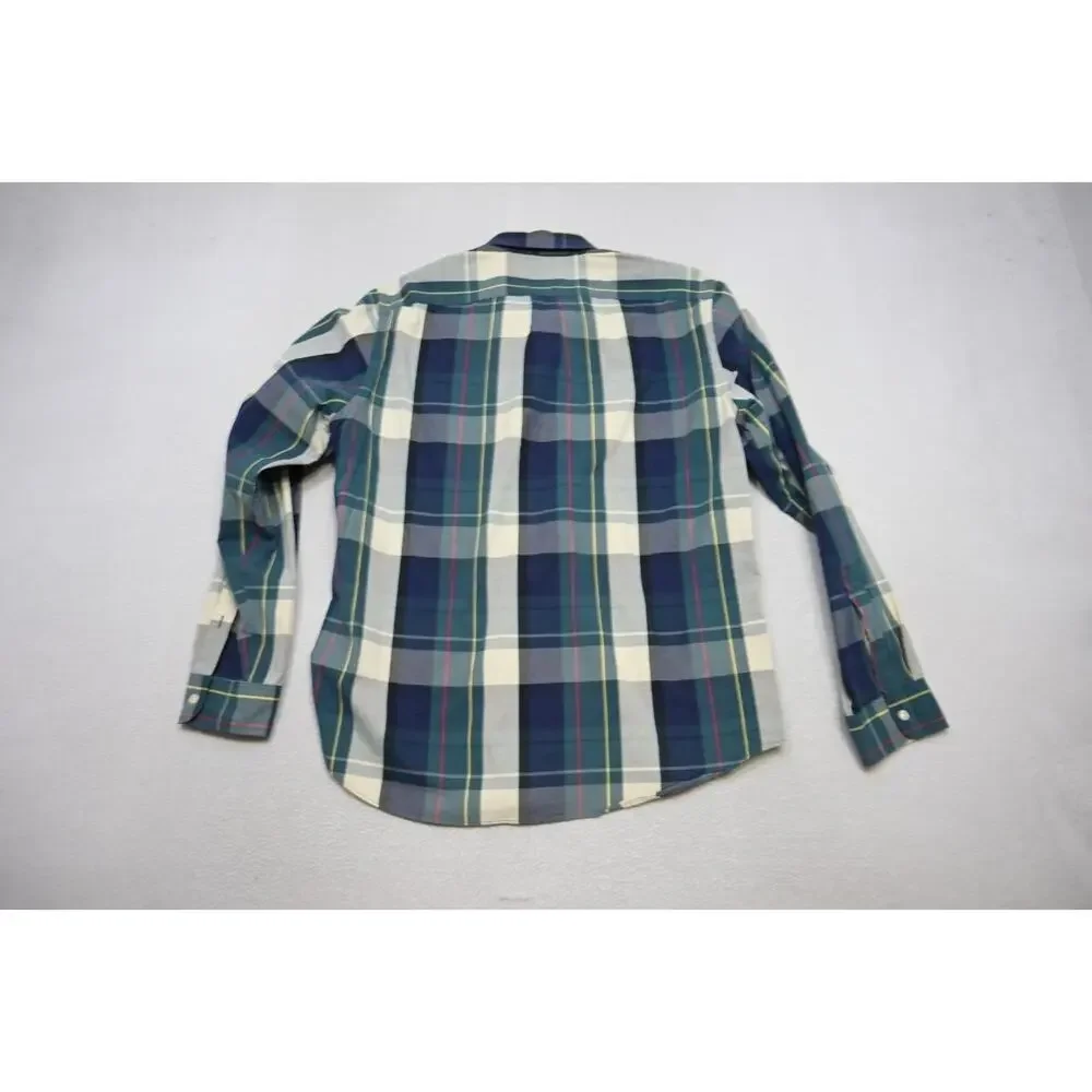 J‎ Crew Sunwashed Oxford Dress Shirt Plaid Long Sleeve Button Up Mens Size Large